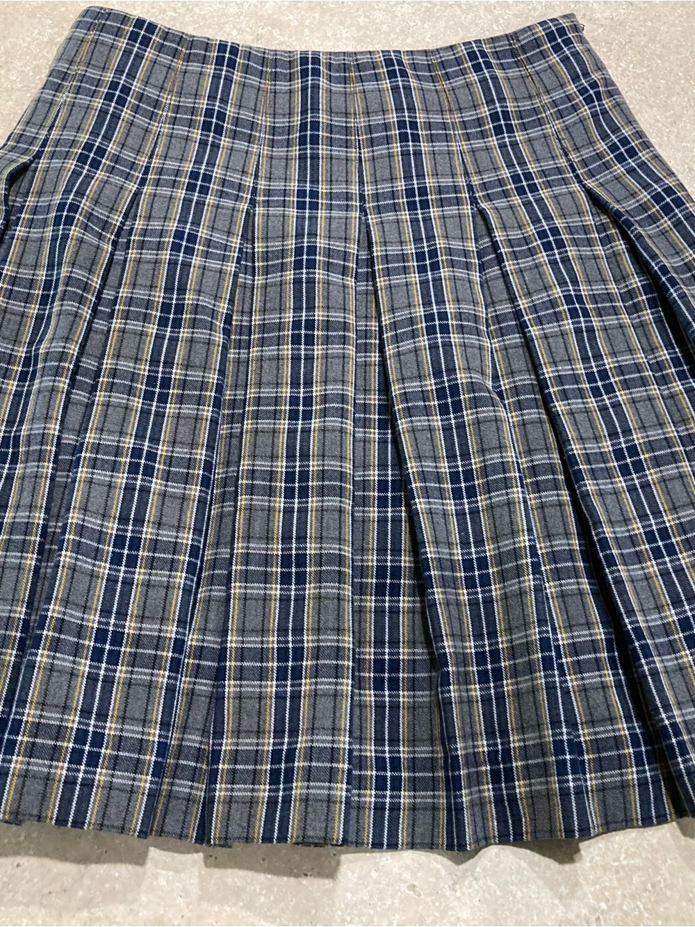 Navy and Gray Plaid Pleated Skirt Skater Preppy Junior size 0
